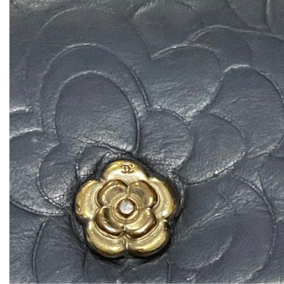 CHANEL Camellia Cocomark Trifold Long Wallet Leather Black - Picture 5 of 8
